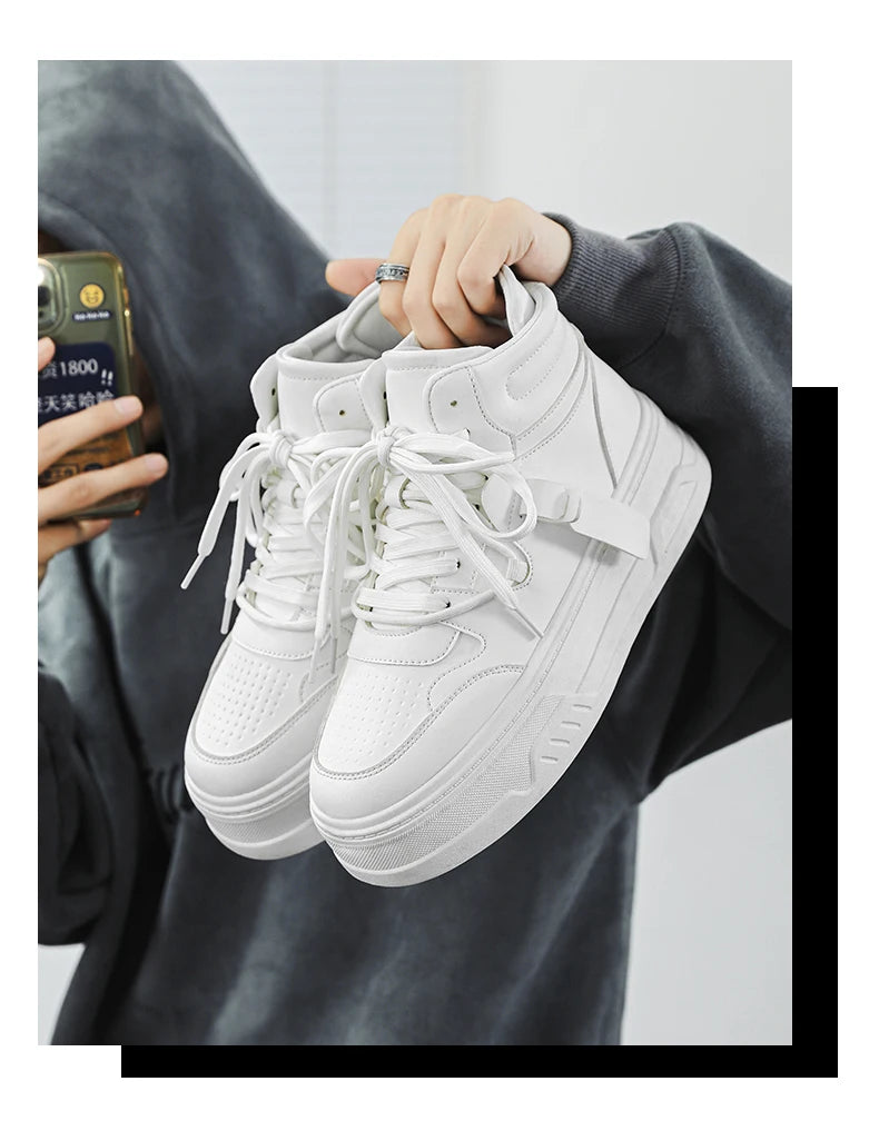 High-Top Platform Sneakers - Men's Thick-Sole Running Shoes