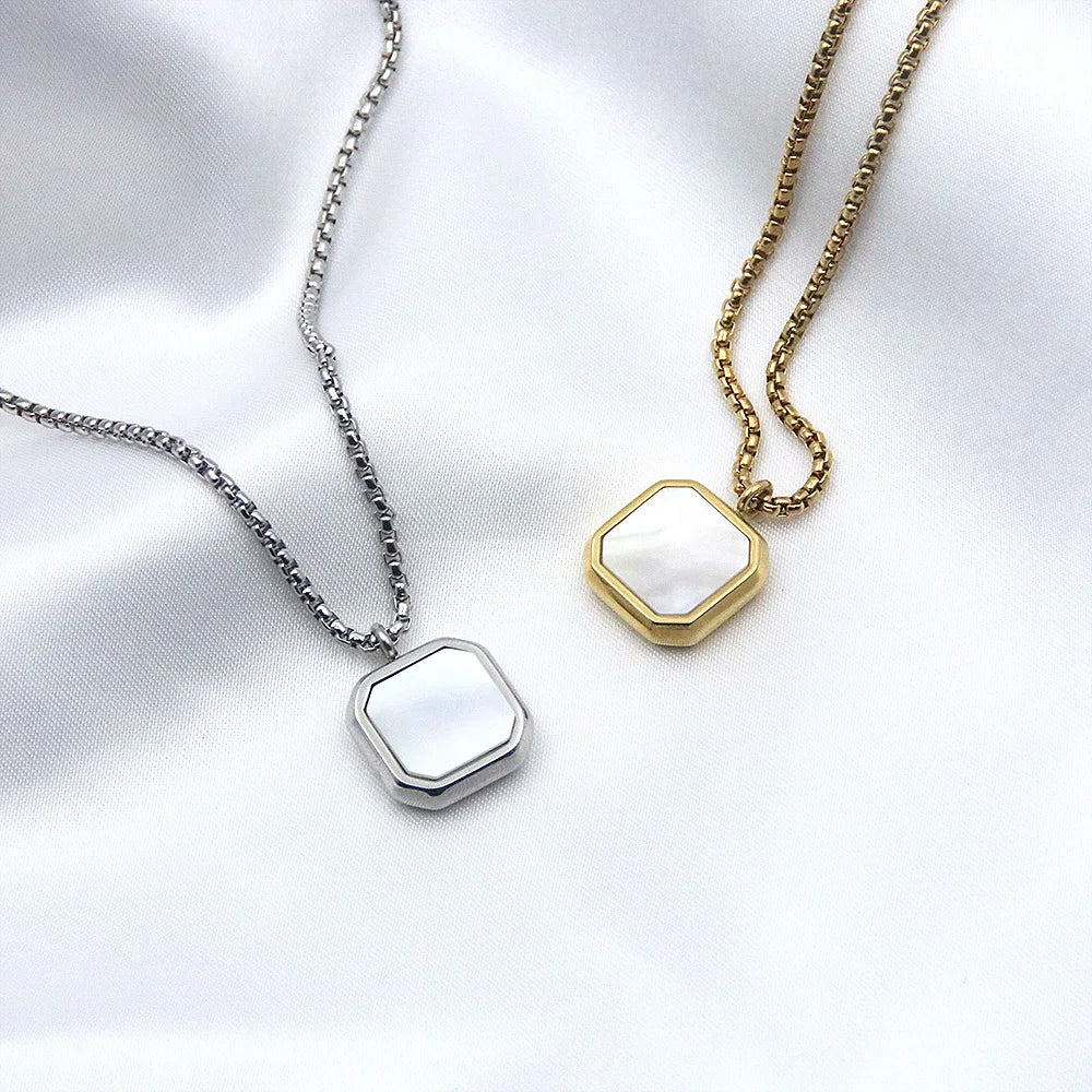 Geometric Square Polygon Pendant Necklace