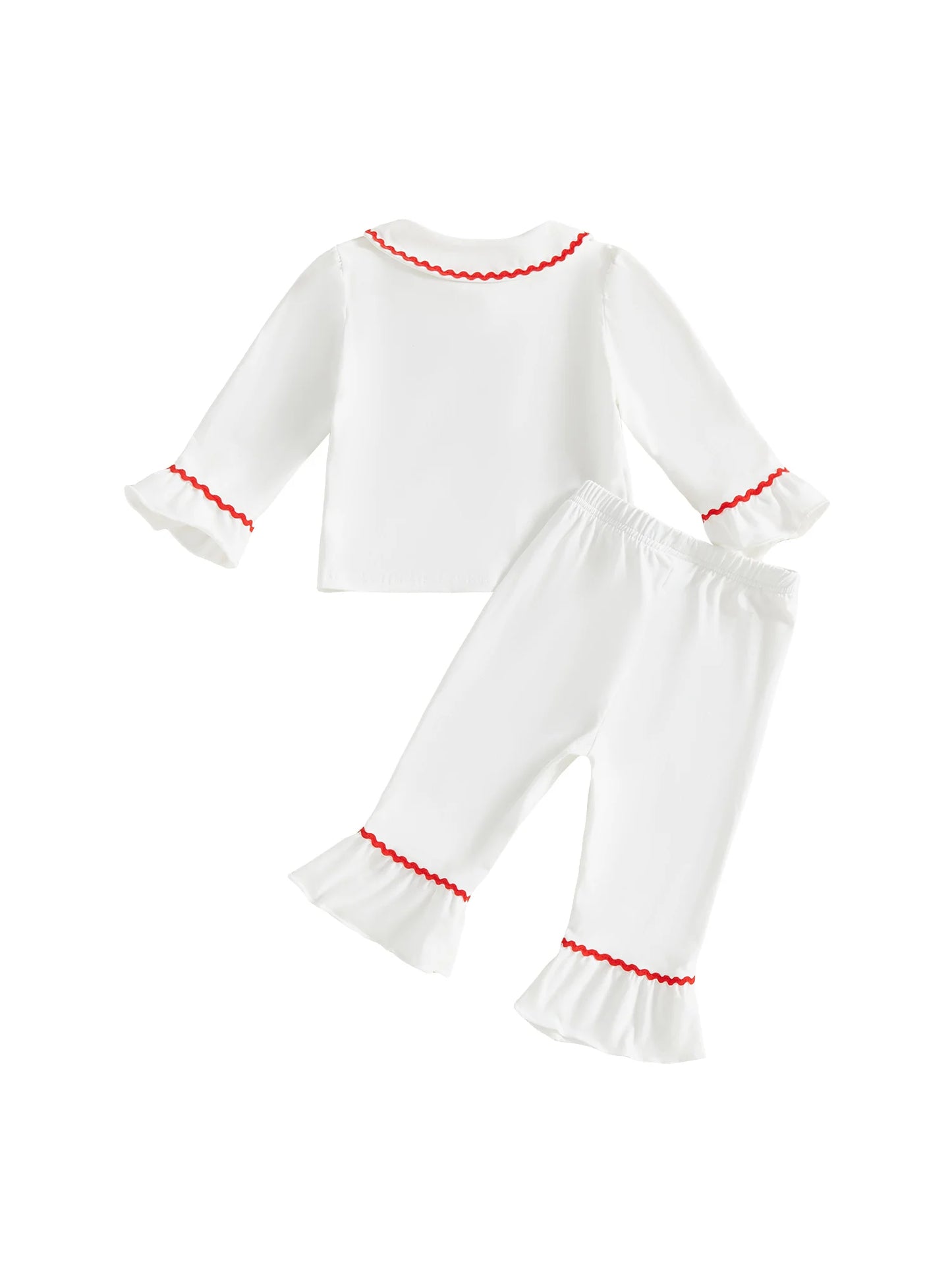 Toddler Girls Christmas Pajamas Set - Candy Cane Long Sleeve Top & Elastic Waist Pants (0-4Y)