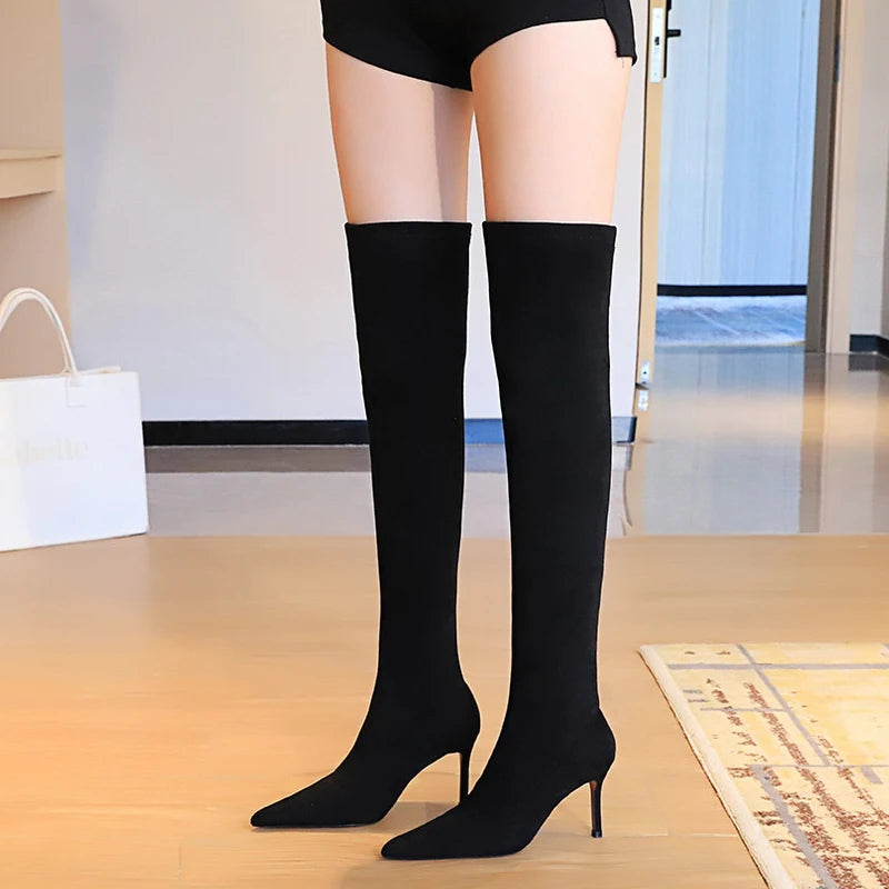 Women's Over-the-knee 8.5 Cm High Heel Plush Suede Long Boots