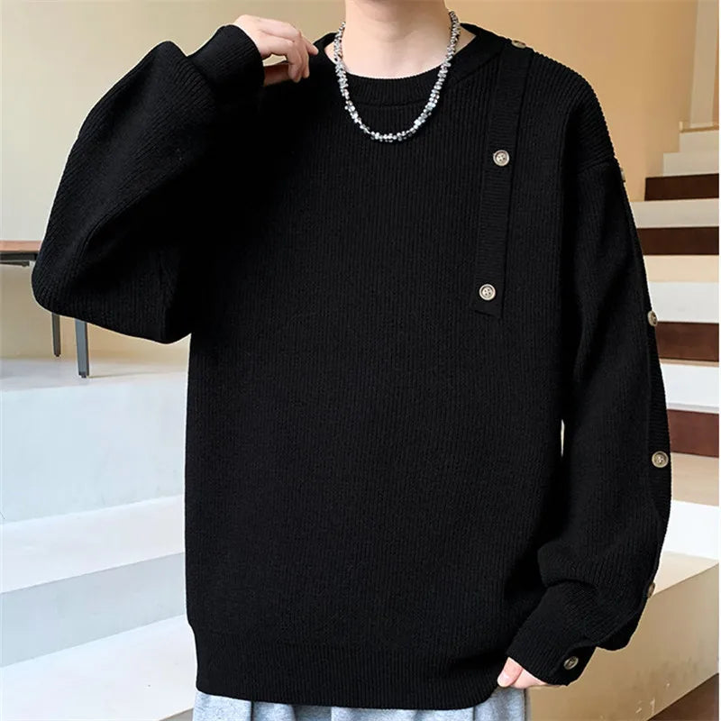 Mock Neck Knitted Sweater - Autumn Winter Warm Pullover Solid Colour