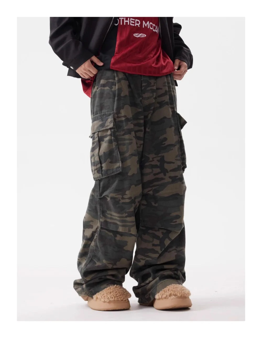 Men's Vintage Multi-pocket Pleated Camouflage Overalls Camo Colossus Baggy Pants