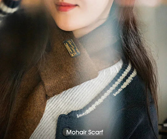 Women's Winter Mohair-Effect Neck Scarf | Vintage Solid Colour Neck Warmer