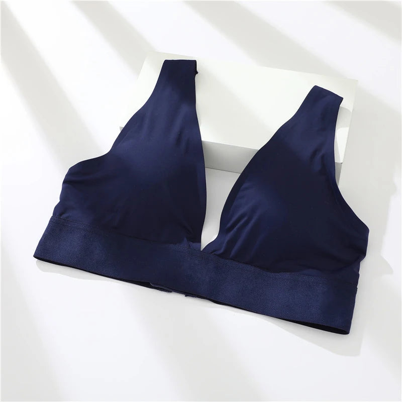Women's Deep V Seamless Bras Push Up Padded Underwear Wireless Plus Size Tops  Invisible Bralette Lingerie