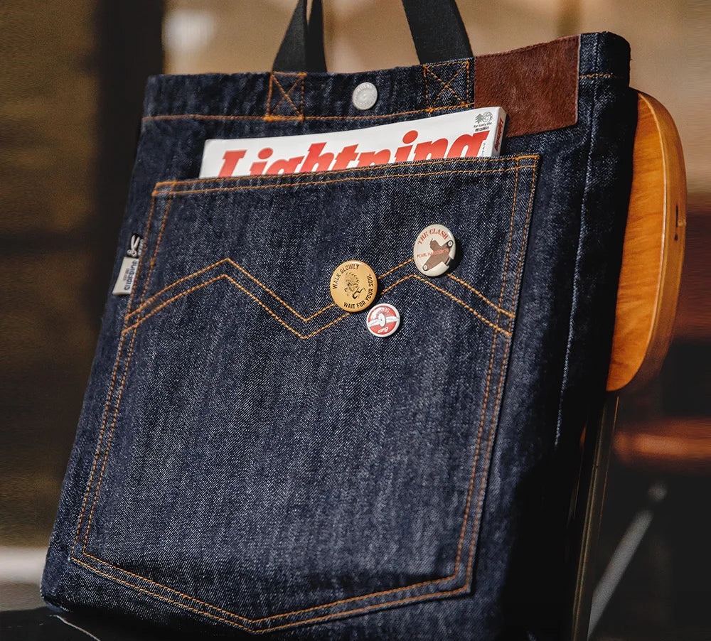 Women's Workwear American Retro Shoulder Crossbody Denim Embroidery Large Capacity Portable Flat Tote Bag
