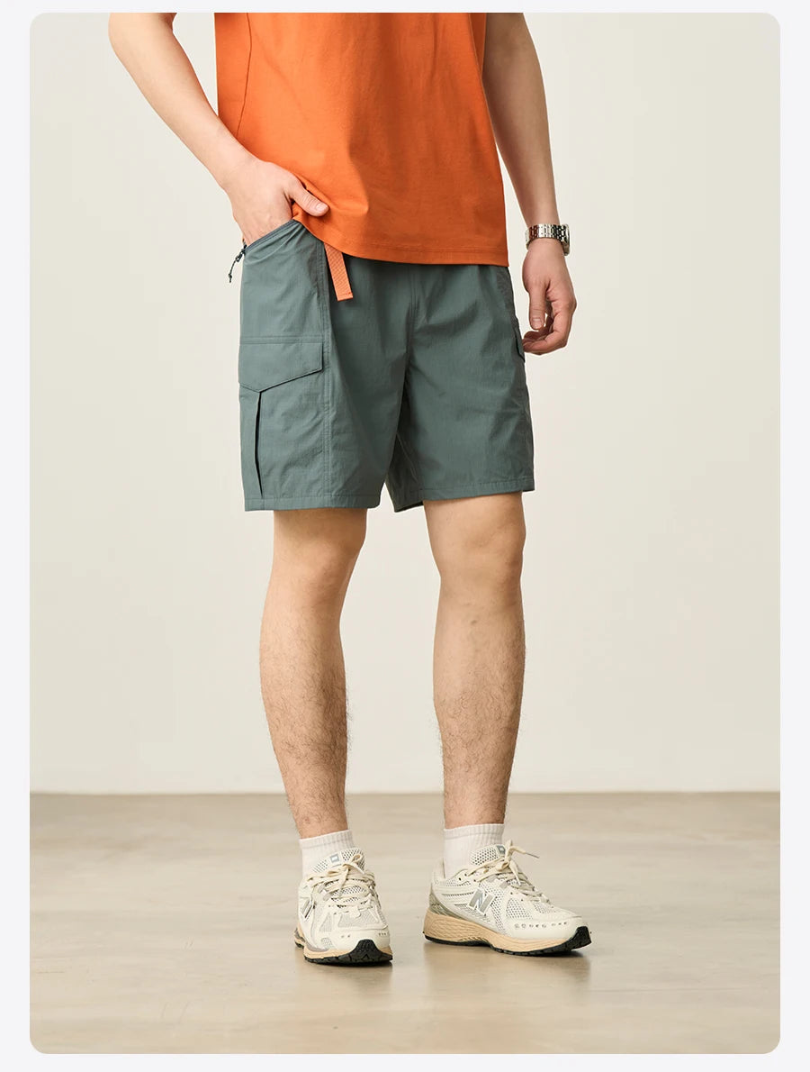 Men's  Summer Oversize 145gsm Elastic Quick Dry Fabric Elastic Waist Cargo  Shorts