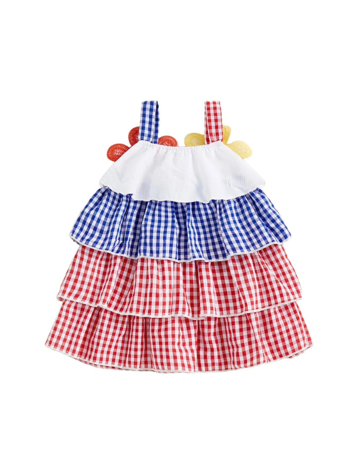 Baby Girls' Plaid Ruffle Floral Cami Dress