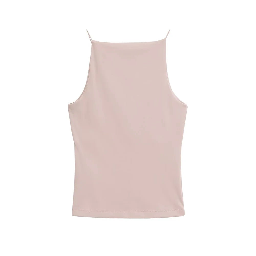 Summer Women's Versatile Solid Colour Sleeveless Slim Fit Suspender Top