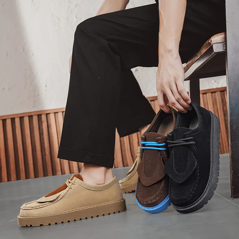 Men's Casual Platform Sneakers - Lace-Up Tennis Sports Shoes