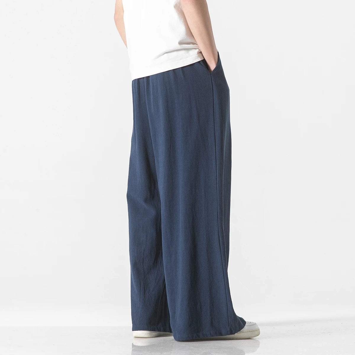 Men's Cotton Linen Harem Wide Leg Pants Trousers