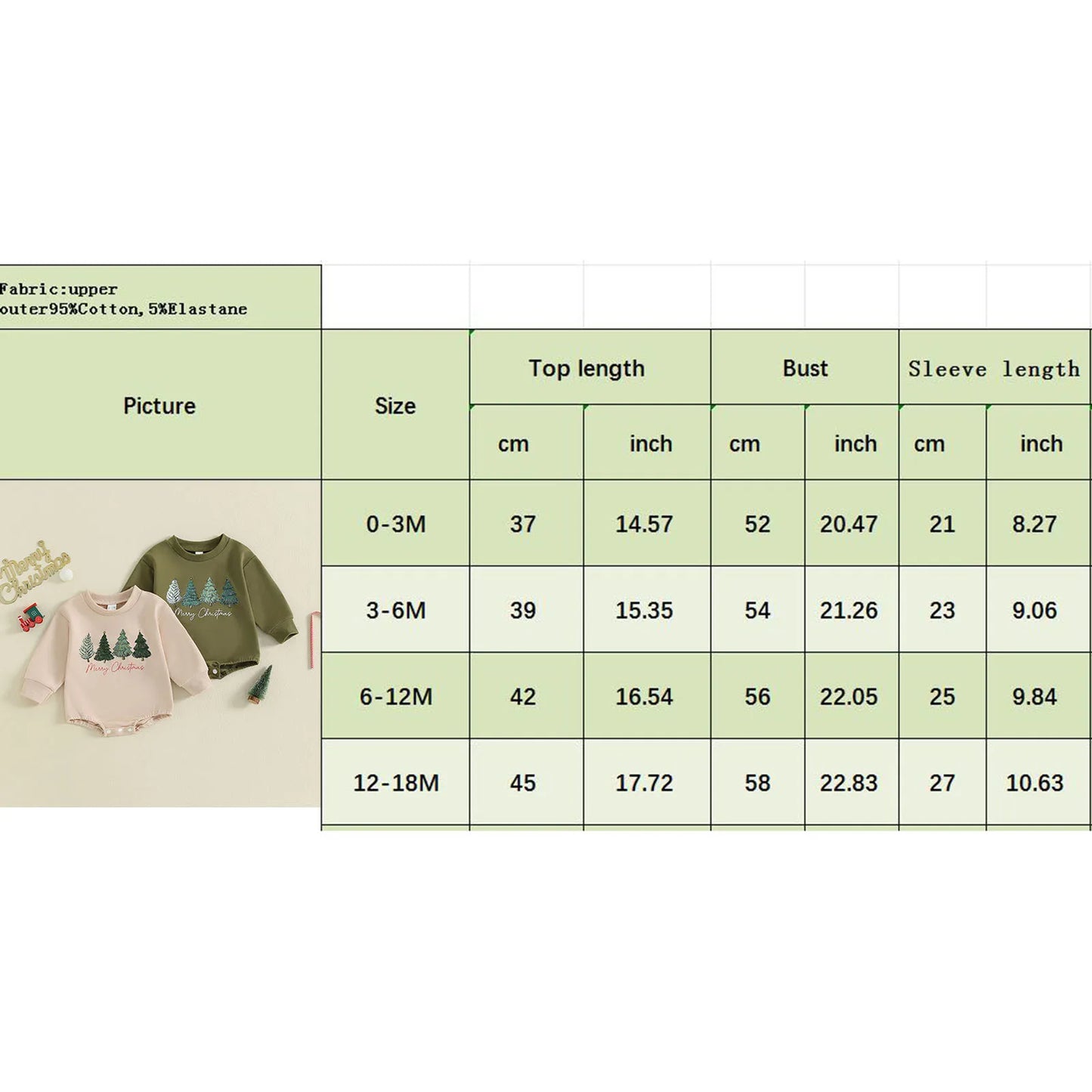 Baby Christmas Romper - Long Sleeve Tree Letter Print Bodysuit (0-18M)