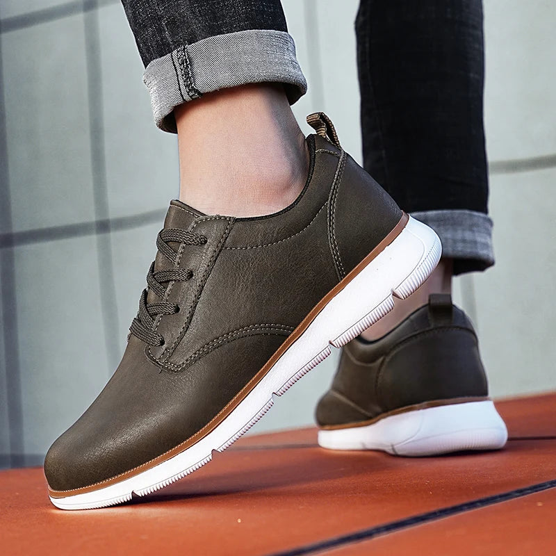 Men's Casual Leather Lace-up Flat British Comfortable Shoes
