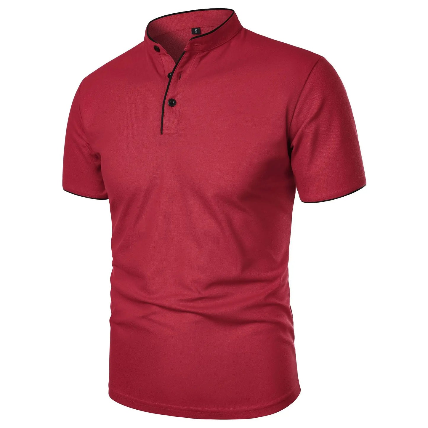 Men's Summer Short Sleeve Stand Collar Smart Casual Slim Fit Lightweight T-Shirt