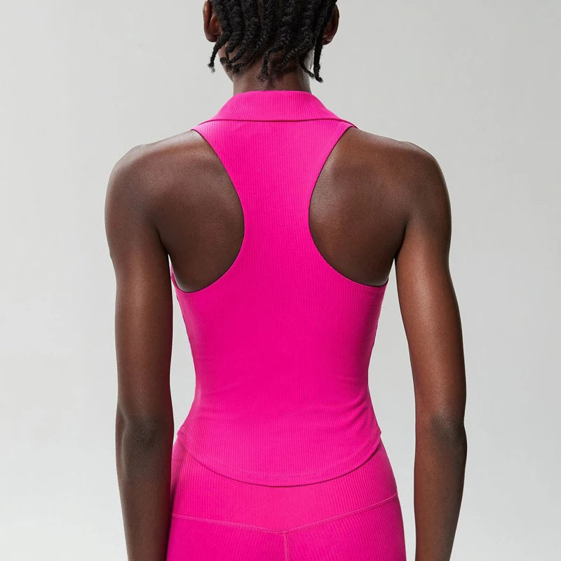 Women's Sleeveless Fitness Yoga Summer Slim Fit V-Neckline Gym Running Top Breathable Quick Dry Sportswear Workout Top