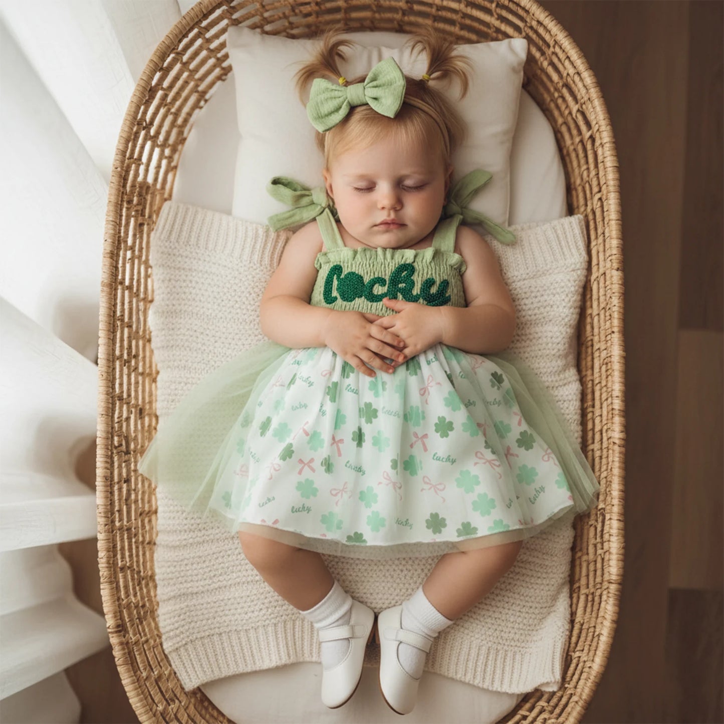 Baby Girls' Letter Embroidery Romper Dress & Headband Set