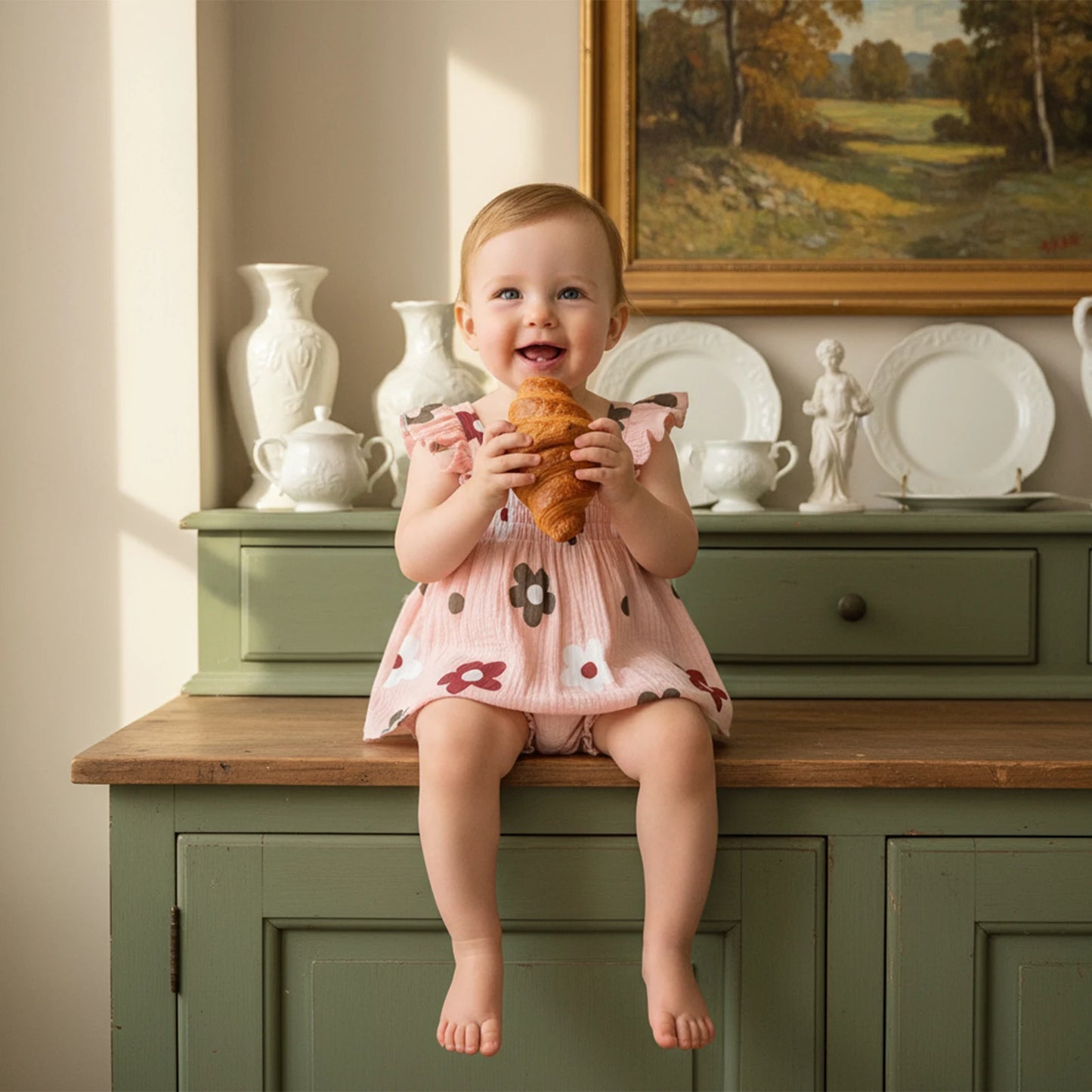 Baby Girls Floral Outfit Set - Sleeveless Top & Bloomers Shorts (0-24M)