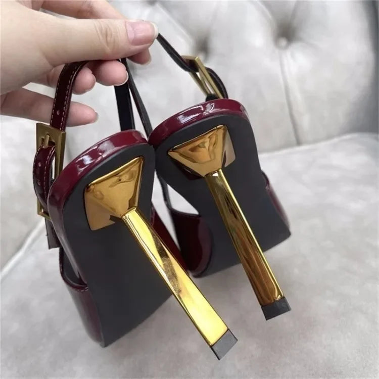 Women's Pointed Stiletto Sandals - One-Line Buckle Strap High Heels