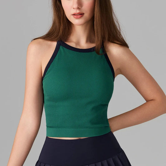 Women's Seamless Knitted Yoga Top - Sleeveless Quick Dry Workout Vest