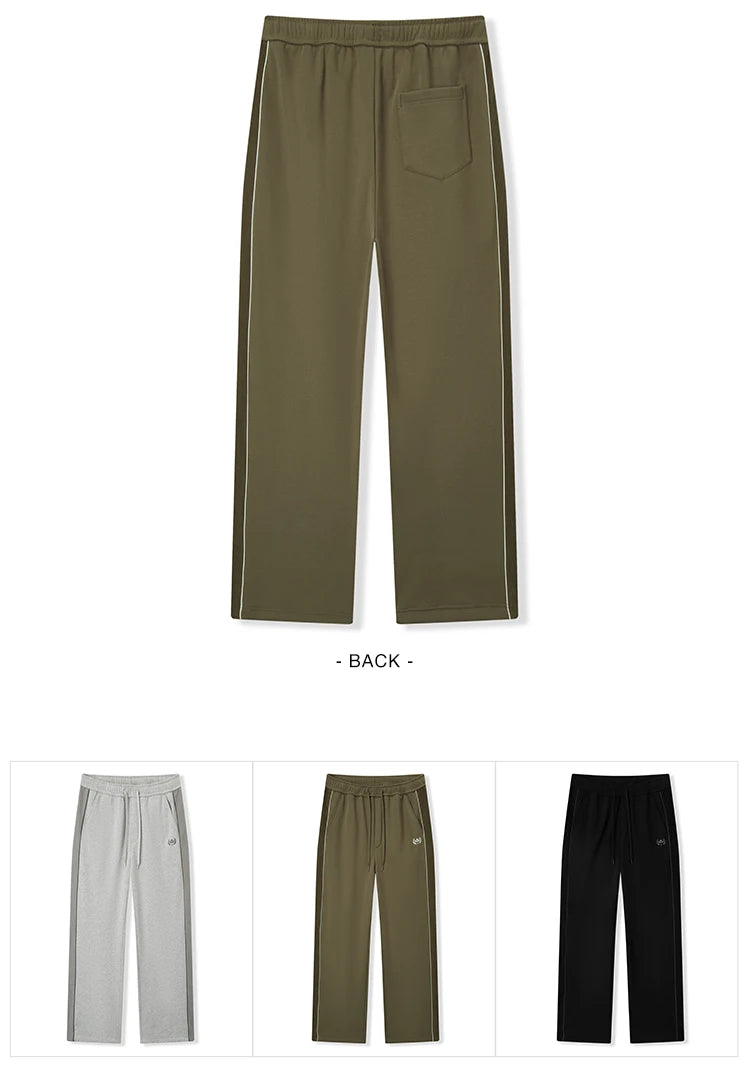 Men's Winter Knit Trousers - Loose Straight Leg Couple Casual Pants Black