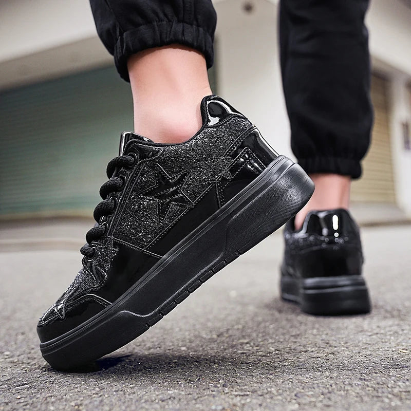 Men's Platform Star Sneakers - Sparkle Tennis Running Trainers