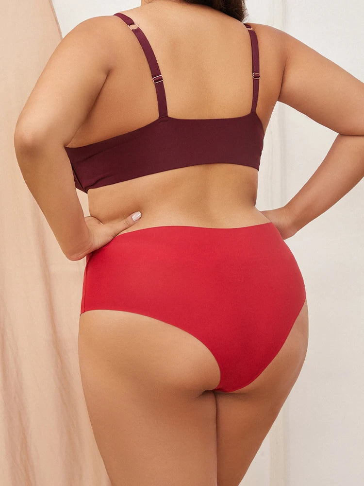 3PCS Women's Seamless Plus Size Underwear High Waist Briefs Stretch Comfortable Traceless Lingerie