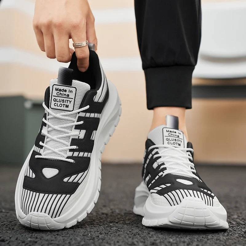 Men's Casual Sneakers Breathable Lace Up Platform Trainers Shoes