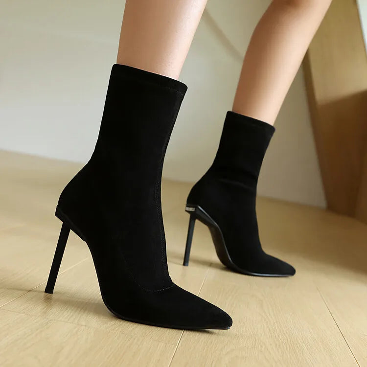 Suede Elastic Ankle Boots