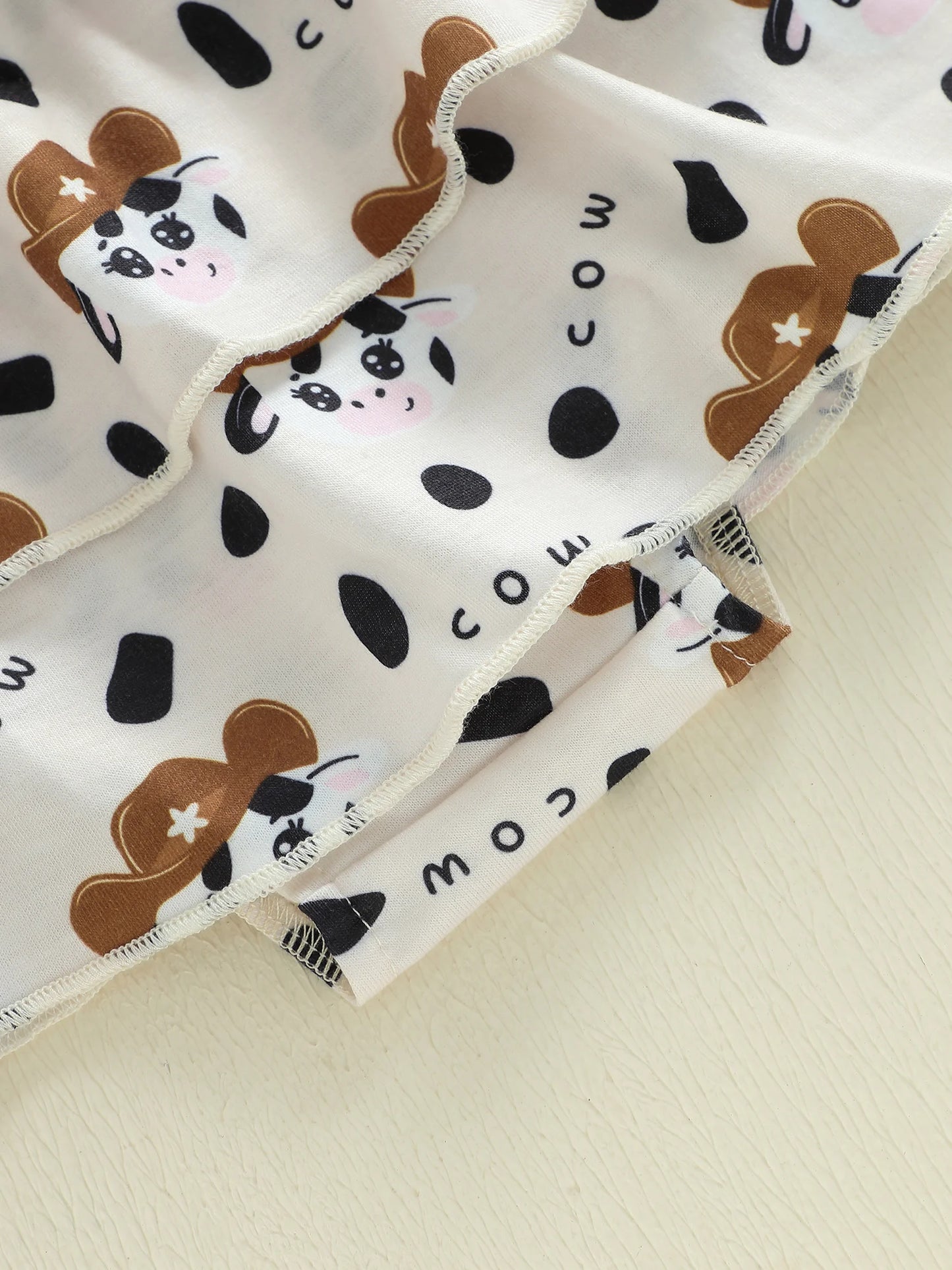 Newborn Baby Girls Boys Outfit Set - Cow Embroidery Romper with Skirt & Accessories 0-12M