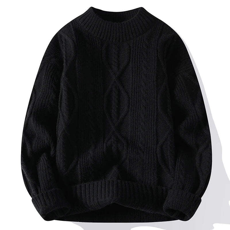 Men's Mock Neck Knitted Pullover Sweater