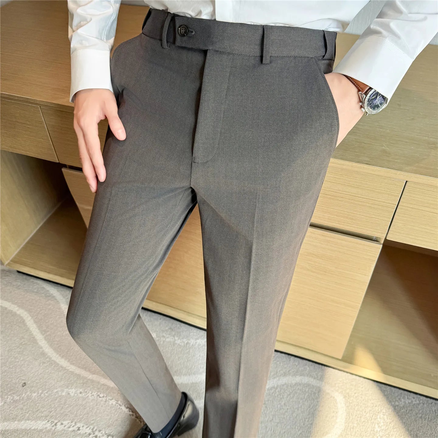 Men's Elastic Waist Suit Trousers