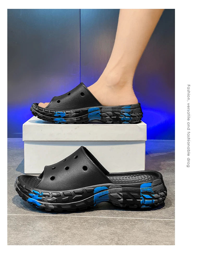Men's Summer Slippers Slides Non-slip Casual Beach Sandals Platform Comfortable Clogs