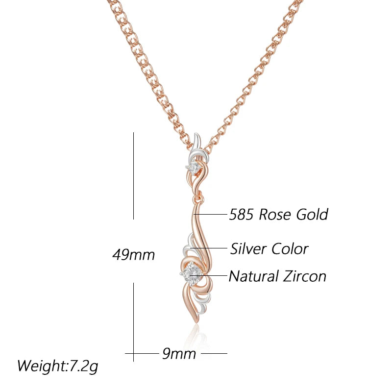 Women's 585 Rose Gold Silver Colour Mix Boho Unique Flower Shape Pendant Necklace