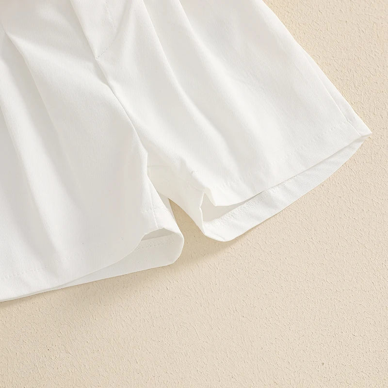 1-5Y Kids Girl's Summer Clothes Set Sleeveless Ribbed Halter Cami Top and Shorts with Belt