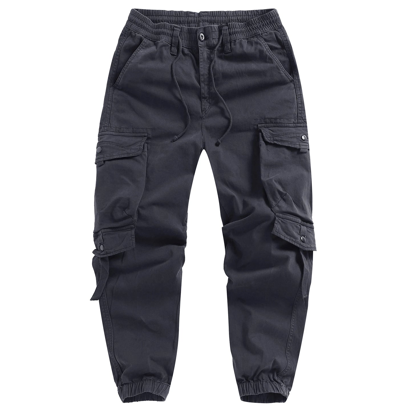 Men's Cotton Cargo Pants - Multi-Pocket Drawstring Joggers