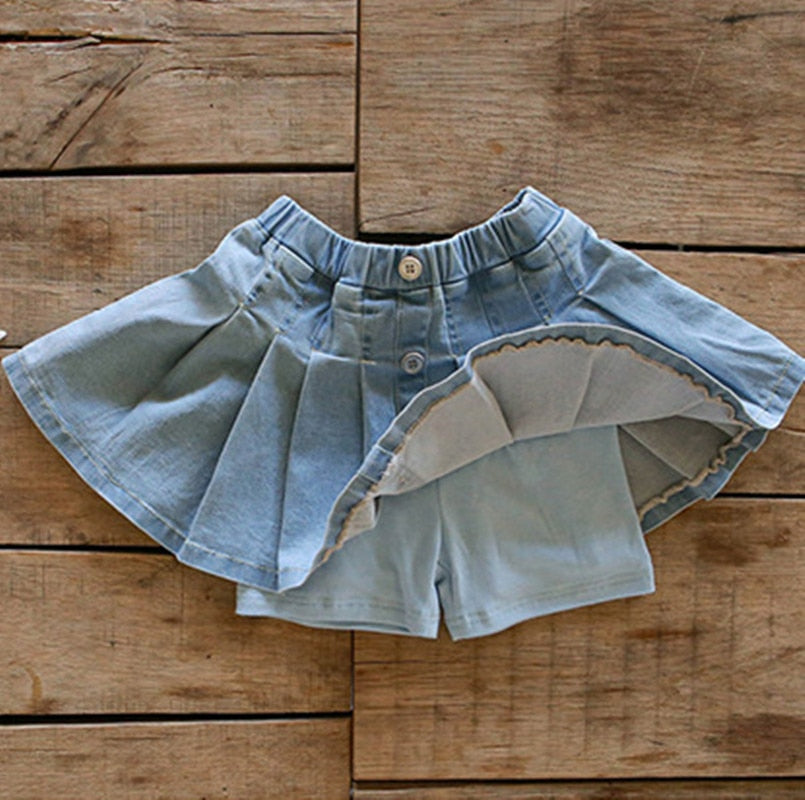 Girl's Denim Skirt with Shorts inside