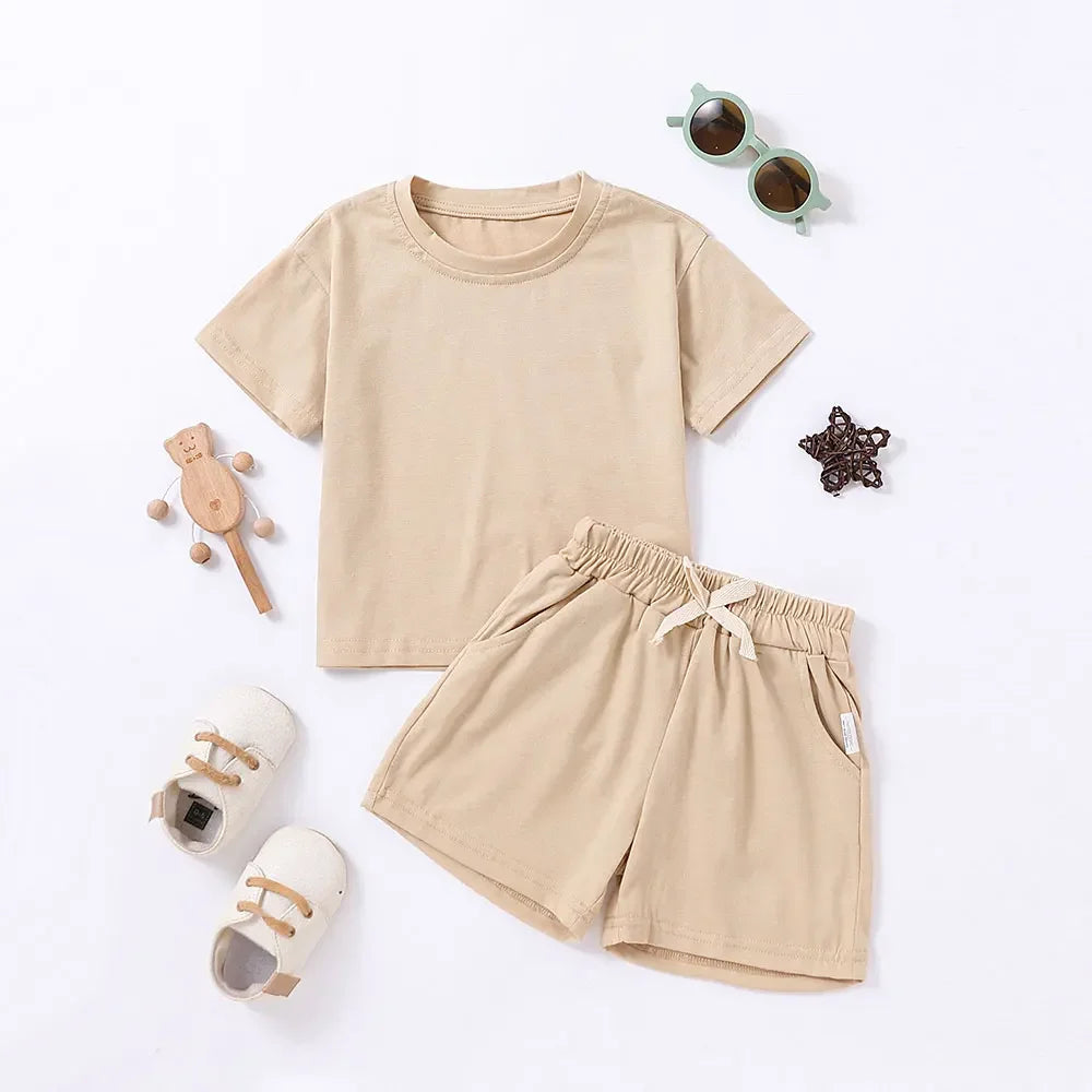 2PCS Children's Cotton Short Sleeve Set