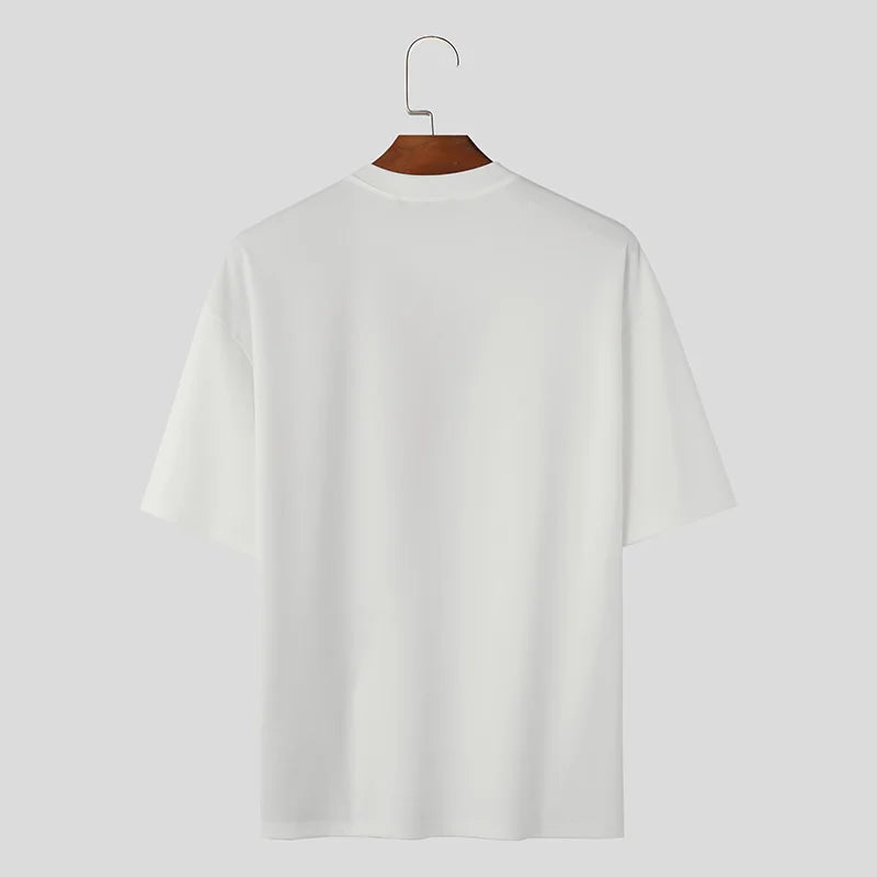 Summer Men Patchwork Round-neck Short Sleeve T-Shirt