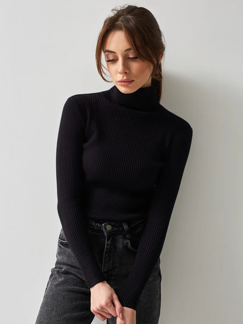 Women's Knitted Pullover Turtleneck