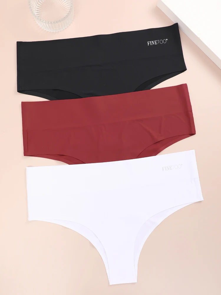 3PCS Women's Seamless Plus Size Underwear High Waist Briefs Stretch Comfortable Traceless Lingerie