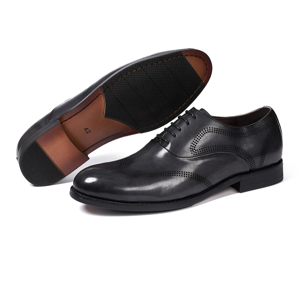 Men's Classic Style Lace-Up Oxfords Genuine Leather Shoes