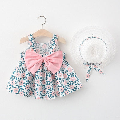 Girl's Dress with Sunhat Outfit
