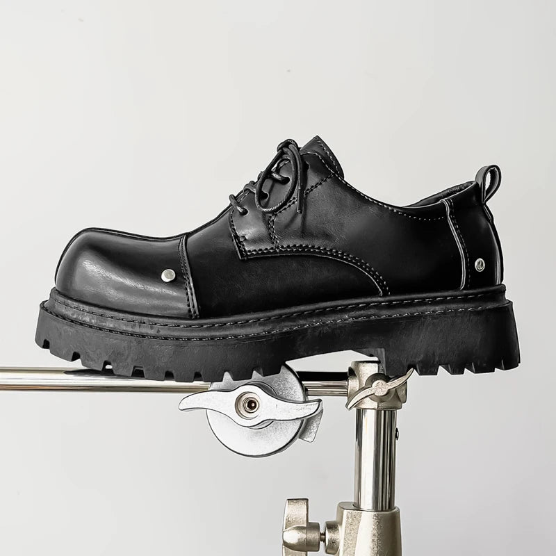 Men's Platform Derby Shoes - Genuine Leather Business Casual
