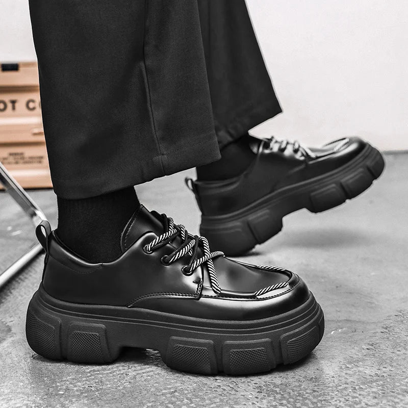 Men's Platform Leather Thick Sole British Shoes