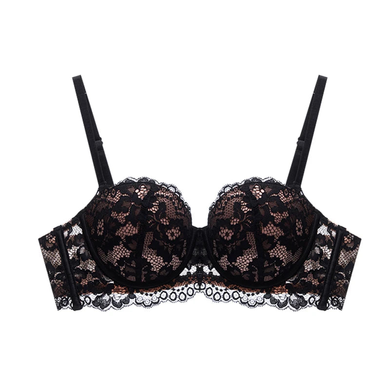 Women's Lace Push Up Bra - Floral Underwire Half Cup Brassiere