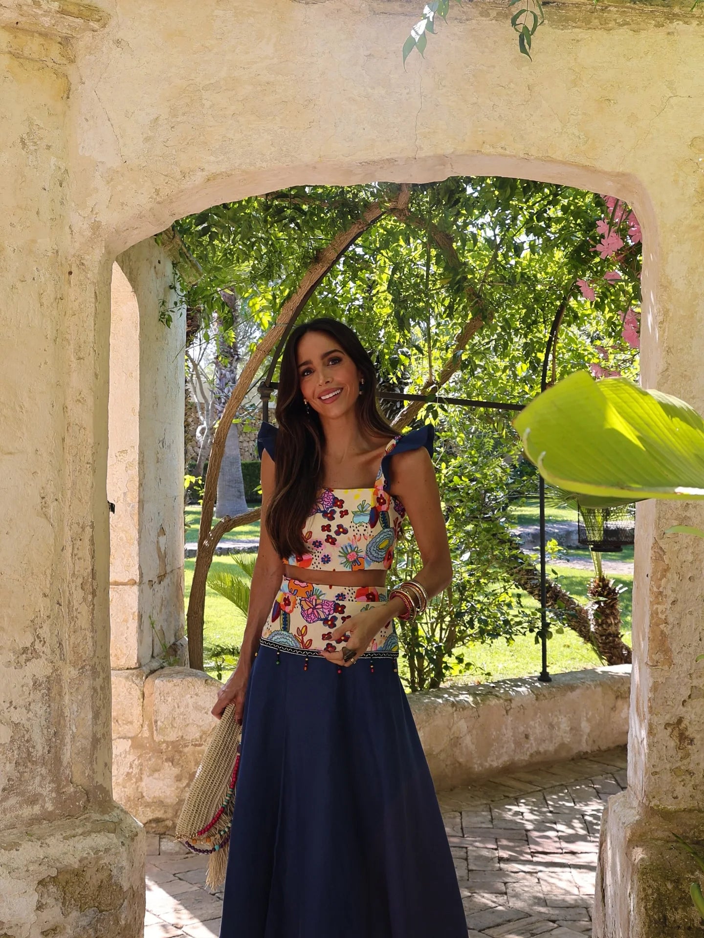 Women's 3-Piece Ruffle Bikini Set - Print Swimwear with Slit Skirt