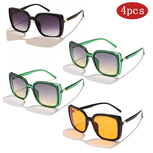 Women's 4 Pack Fashion Square Sunglasses