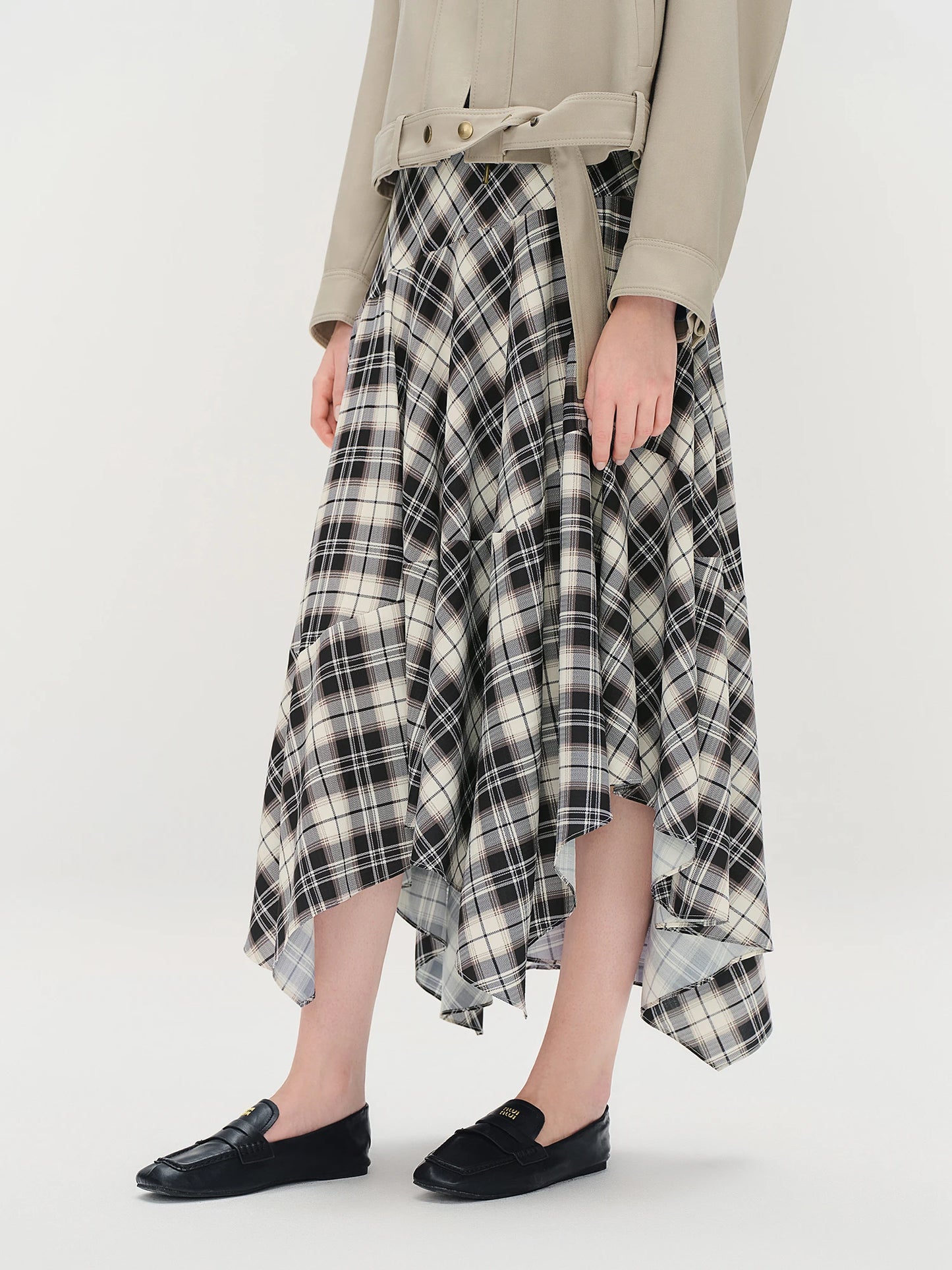 Checkered A-Line Maxi Skirt