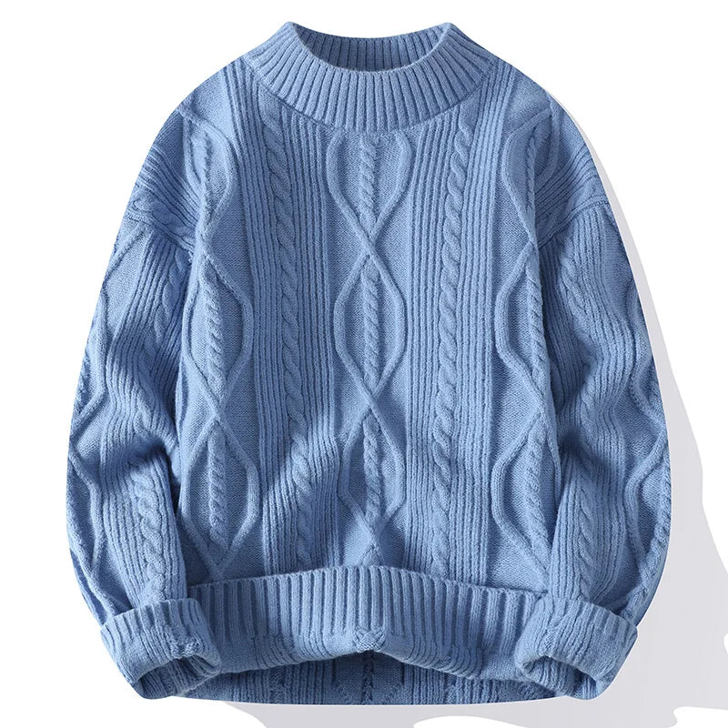 Men's Mock Neck Knitted Pullover Sweater