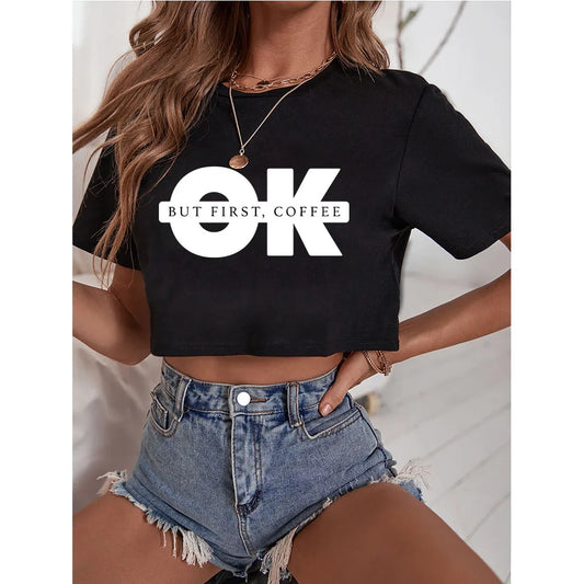 Ok Print  Women Summer Round-Neck T-Shirt