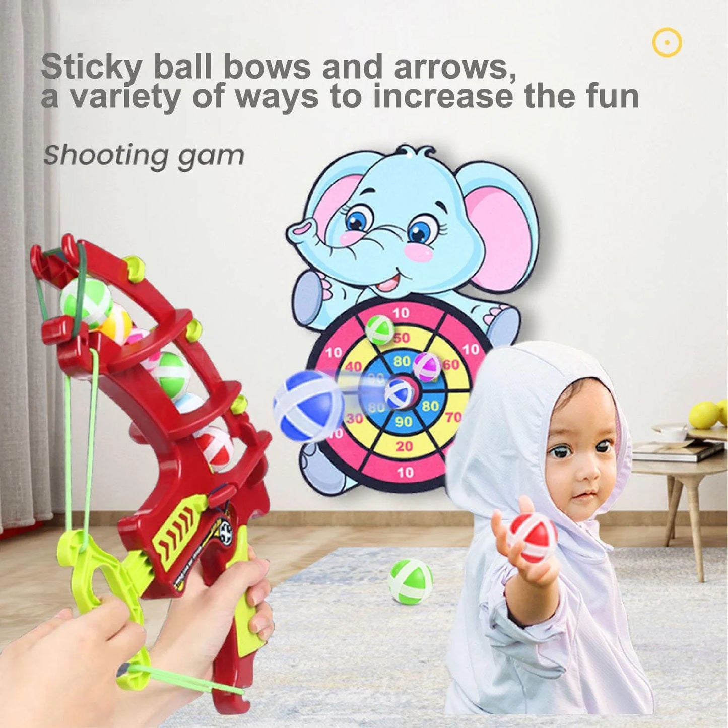 Children's Throw Sport Slingshot Target Sticky Ball Dartboard Game